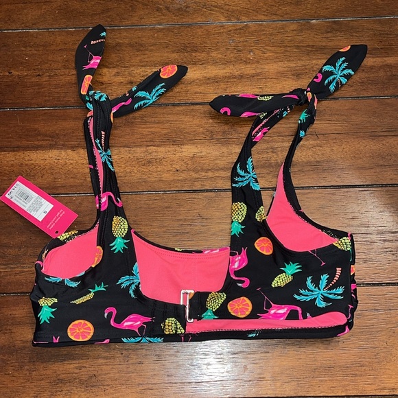 Flamingo & Pineapple Bikini Top Size Small - Picture 2 of 8